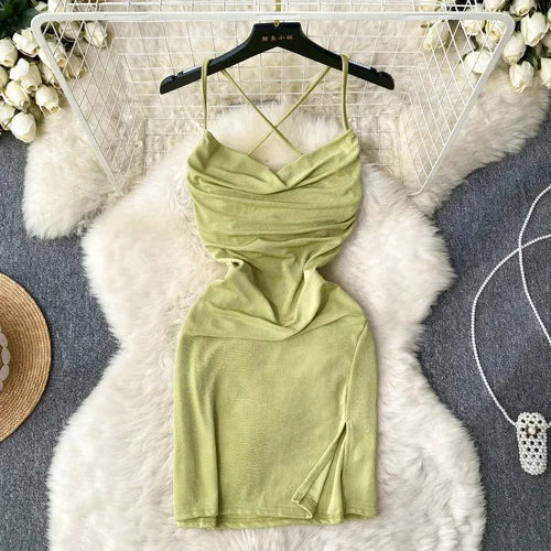 Backless Hollow Out Slip Dress for Evening Parties