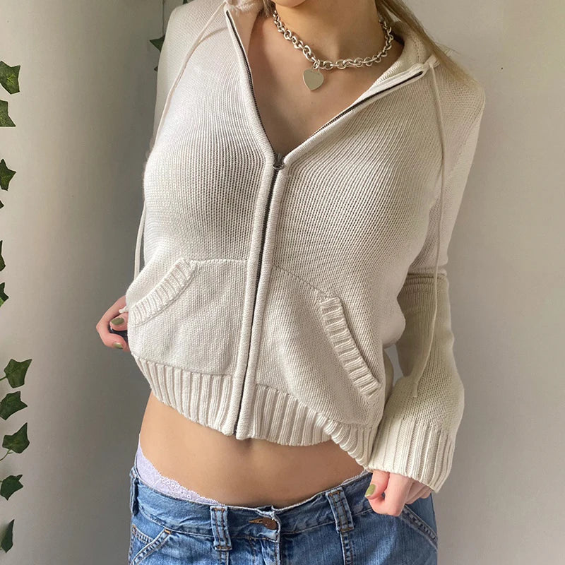 Cozy Hooded Sweater Cardigan for Women - Autumn/Winter Ready - Image 8