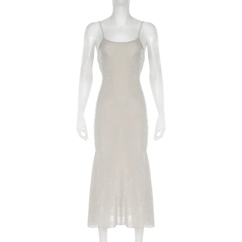 Sexy Sparkly Backless Cami Maxi Dress for Evening Parties - Image 2