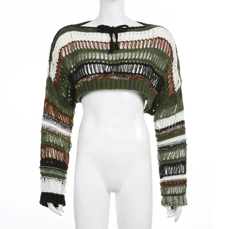 Brown Retro Knit Pullovers for Harajuku Gothic Fashion Outfits - Image 8