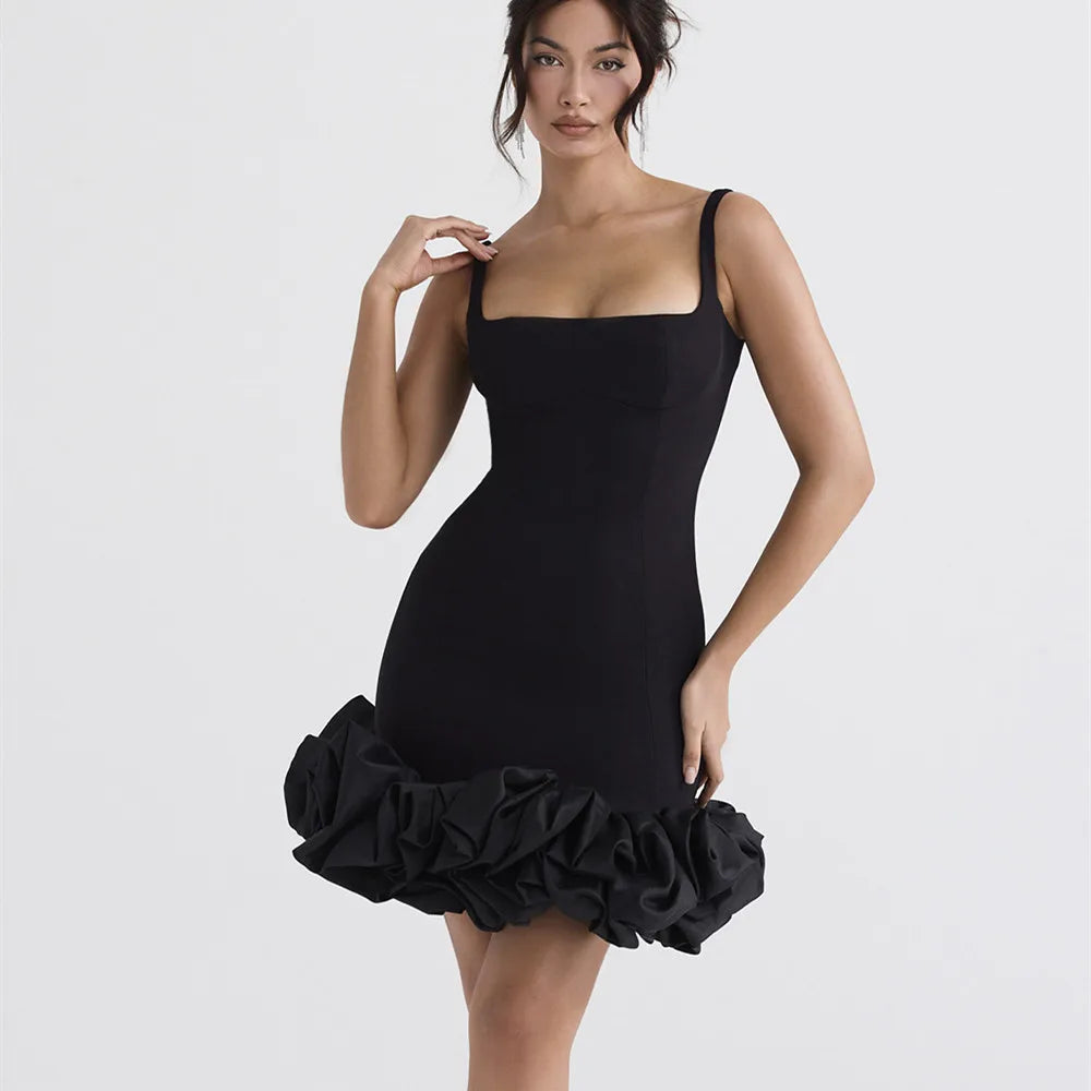 Elegant Sleeveless Bodycon Dress with Ruffle Hem for Women - Image 5