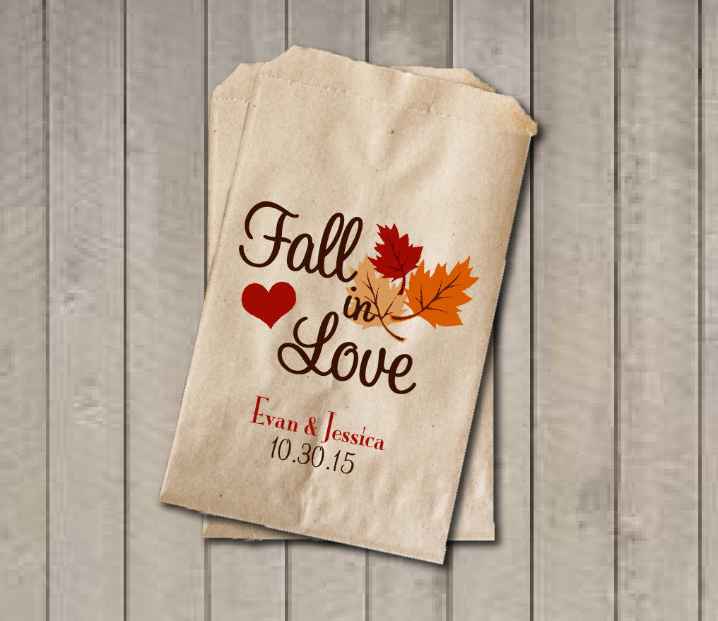 Wedding Favor Bags Fall In Love Favor Bags Personalized Wedding