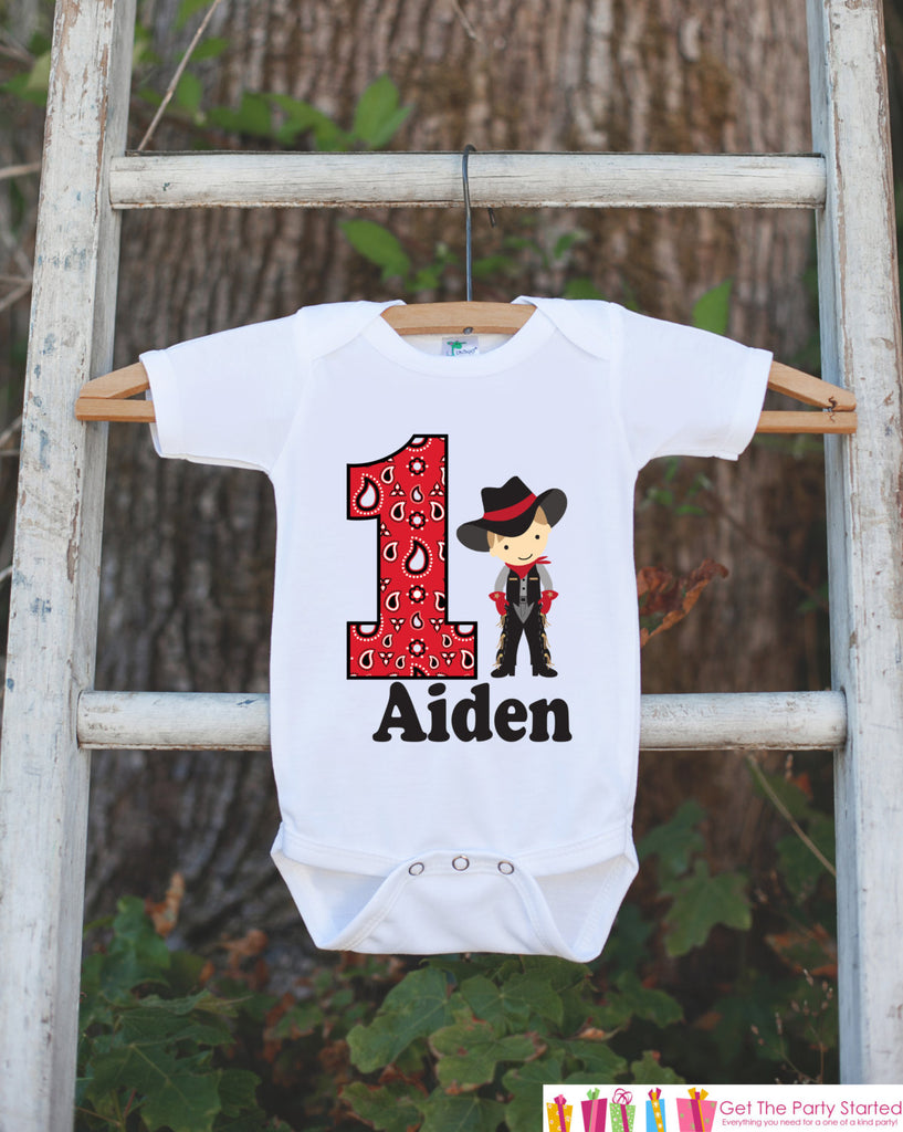 First Birthday Cowboy Outfit - Personalized Bodysuit For Boy's 1st Bir –  Get The Party Started
