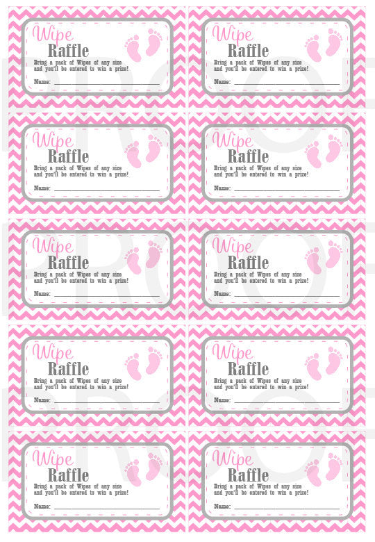 WIPE RAFFLE TICKETS Printable Baby Shower Raffle Tickets Grey & Pi