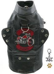 Biker Dawg Motorcycle Harness Jacket and Charm - Color Black for dogs