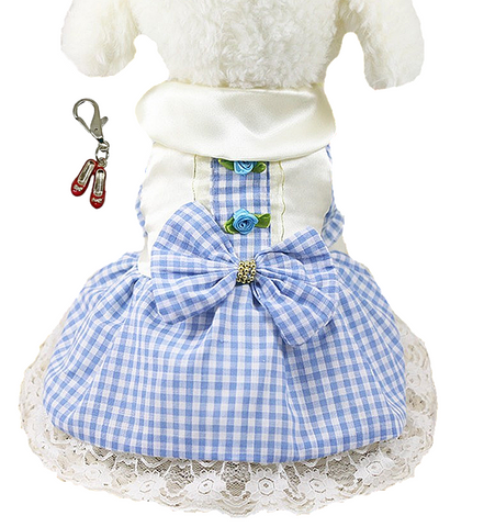 Dorothy Blue White Check Dress with Ruby Slippers Clip Charm