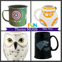 Fun Character Comics Movie Books and TV Themed Mugs for fans of all ages