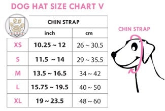 hat size chart for dogo pet hats