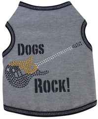 Dogs Rock Themed Guitar Tank in color Gray/Black for Dogs