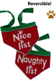 naughty or nice reversible holiday bandana for dogs