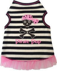 Pirate Pup Ruffled Tank Dress in color Pink/Black for dogs