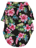 camp shirt for dogs in color Hawaiian hibiscus black floral