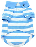 Classic Striped Polo Shirt for Dogs in color sky blue stripes