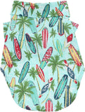 camp shirt for dogs in color Hawaiian surfboards and palms