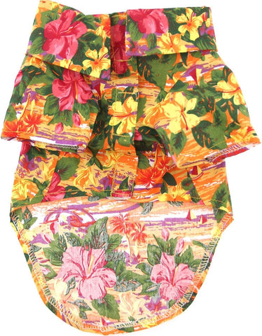 Camp Shirt For Dogs in Hawaiian Hibiscus Sunset Floral – Daisey's ...