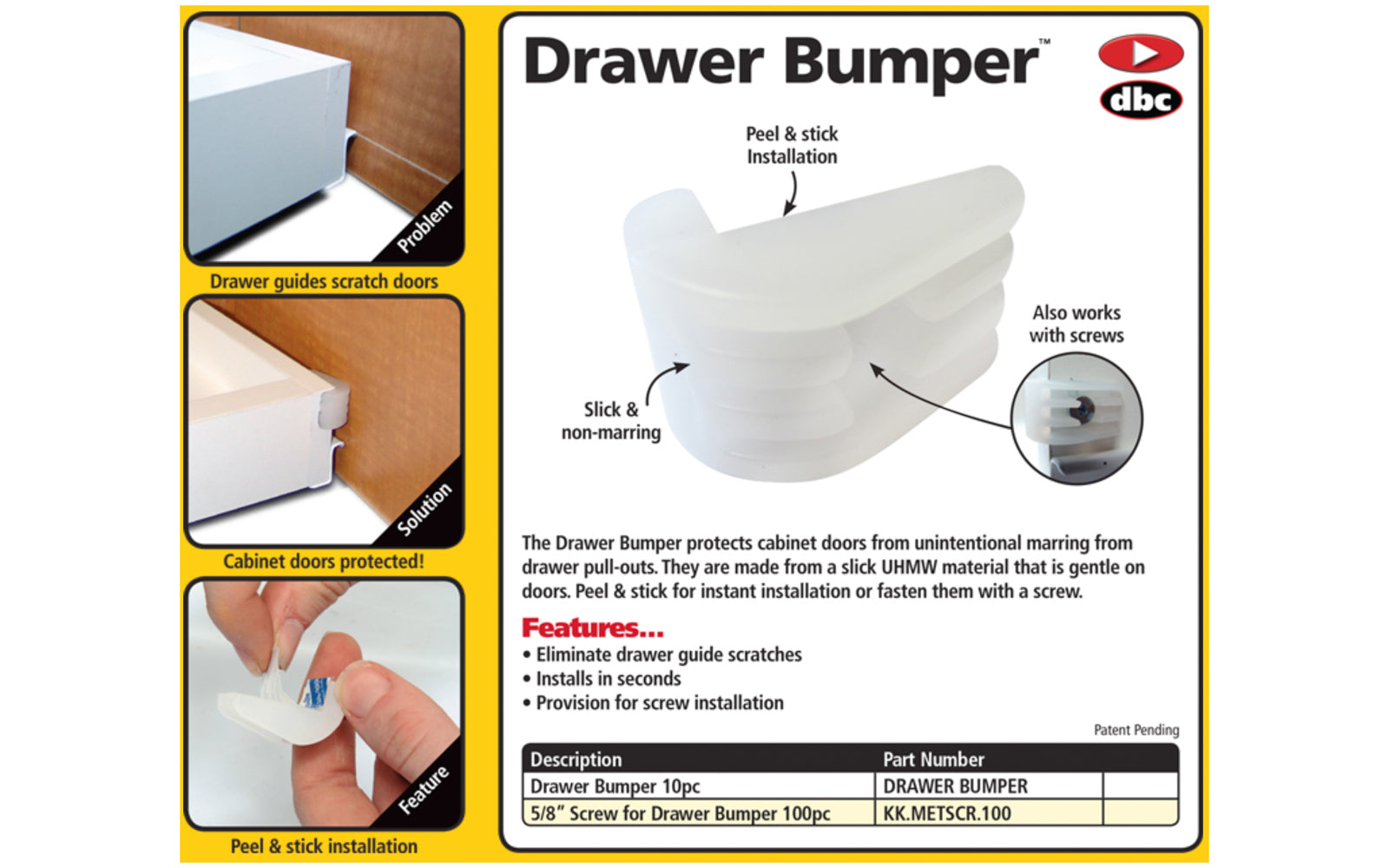 FastCap Drawer Bumper 10 Pieces