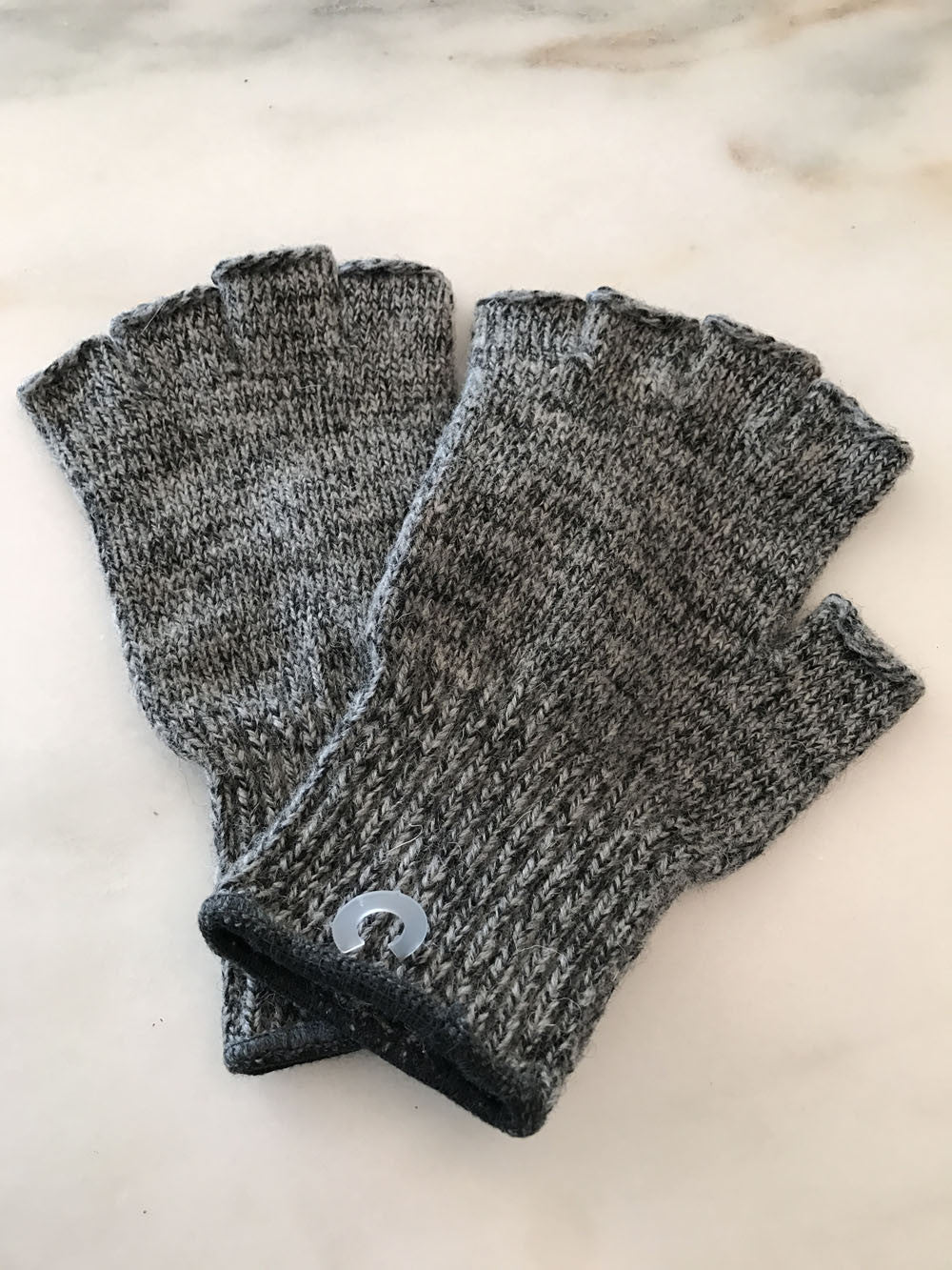 grey wool fingerless gloves