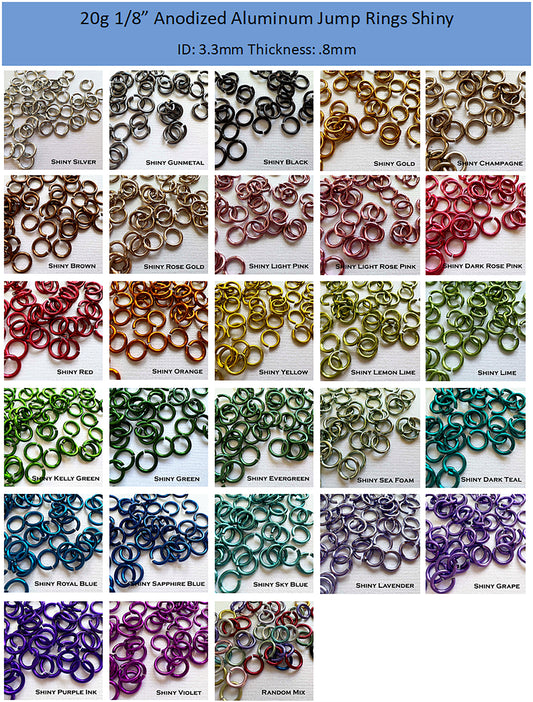 20g 3/32 AA Jump Rings SHINY (AWG) ID: 2.4mm - choose color & quantity