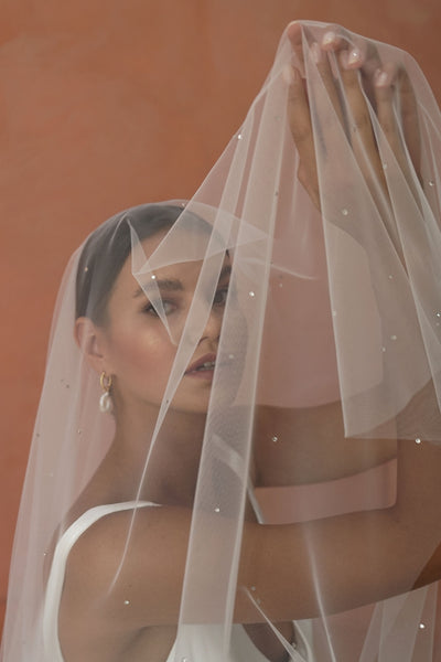 Bridal veil with crystal beads from Madame Tulle Bridal Sydney Australia