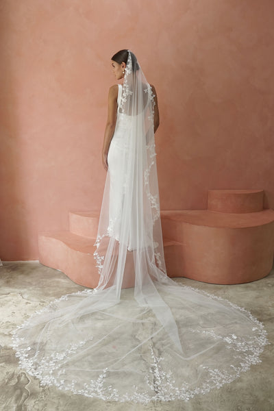 Long lace wedding veil Madame Tulle Bridal shop Sydney