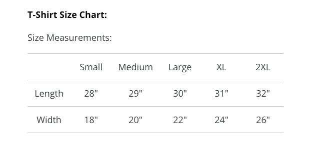 Tuned In Tokyo Size Chart