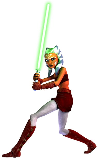 Ahsoka  tano with her green lightsaber