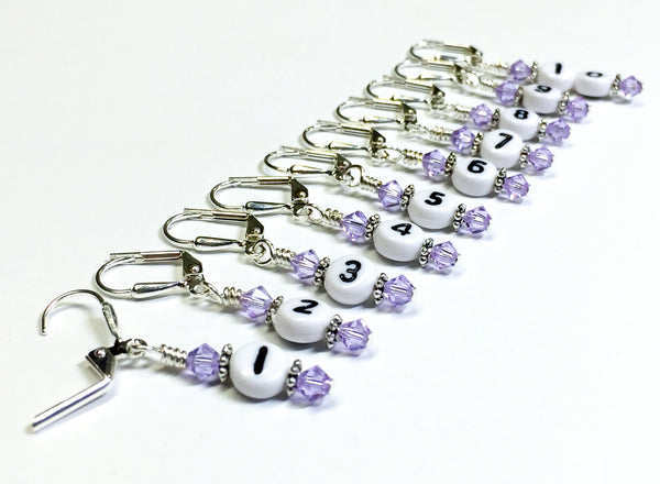 1-10 Numbered Stitch Markers for Knitting- Beaded Row Counter