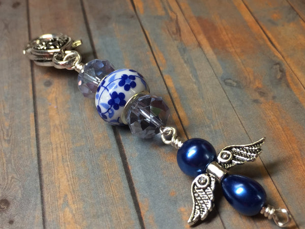 Handmade Zipper Pull Charm! Ceramic Blue & White Zipper Pull. Purse Charm.  Gift!