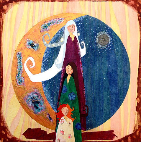 Mother Maiden Crone Moon Painting by Lea K Tawd