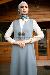 Ottoman-Style Long Vest | Blue Color - E-Modesta