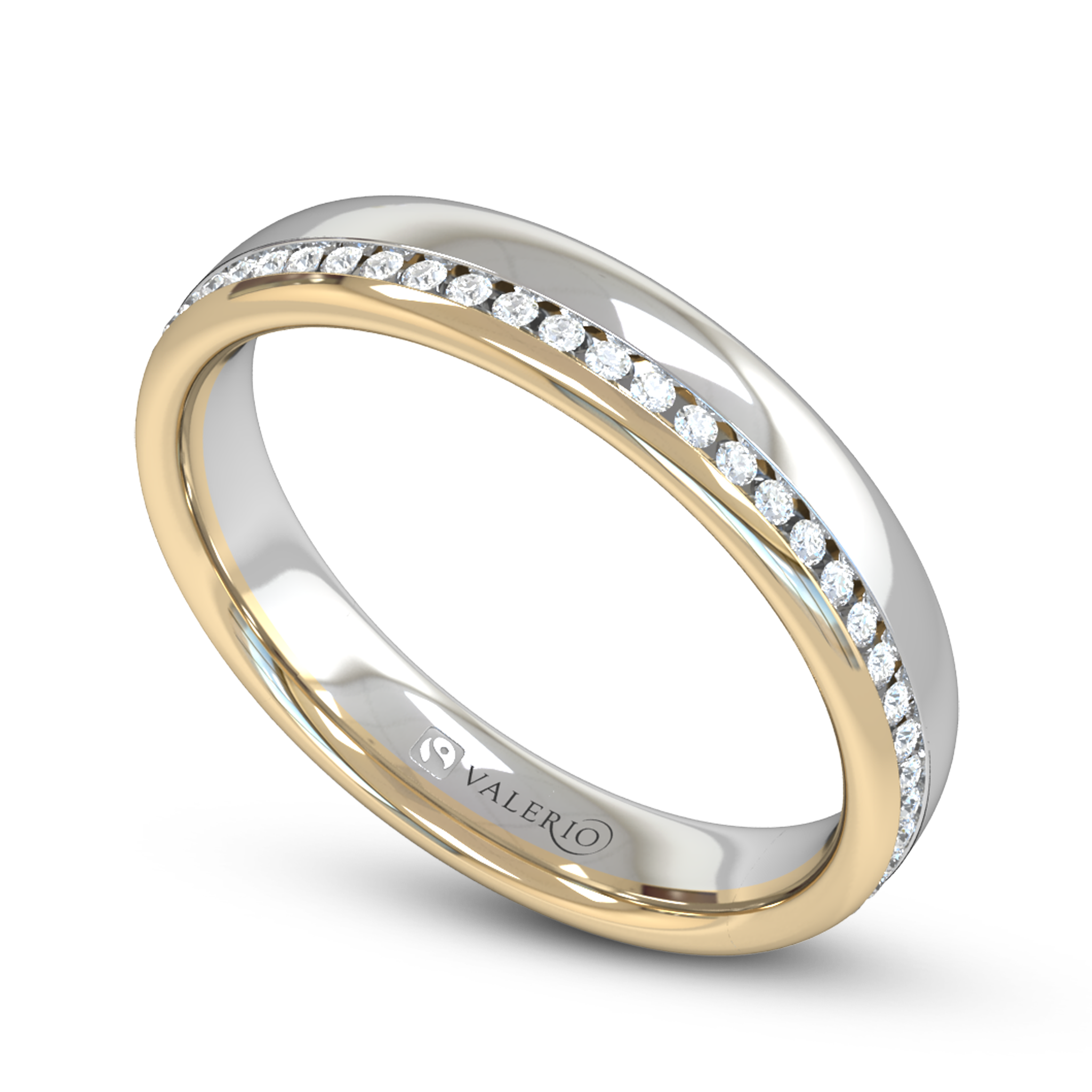 Diamond and Gem Fairtrade Gold Eternity Ring in 18K White & Yellow Gold