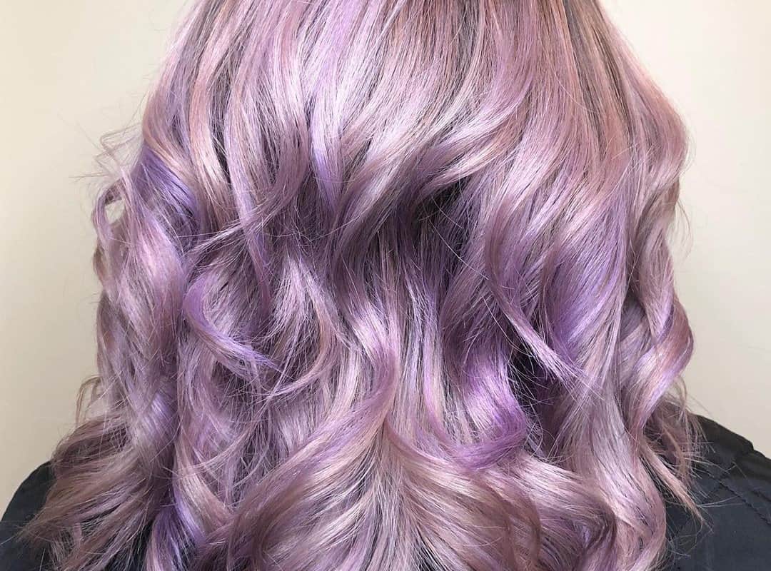 Bright lavender balayage on hair