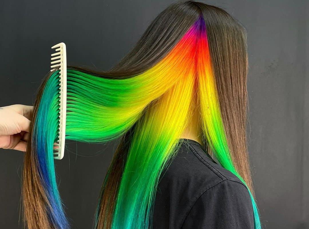 Peekaboo Rainbow Hair Color Underneath