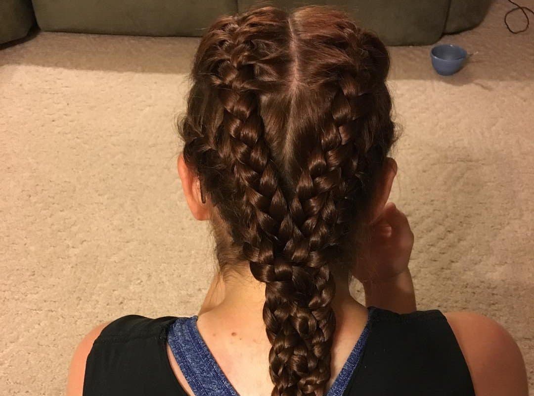 girl with brown 4-french braids