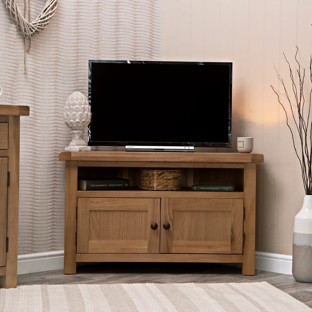 Carrabba 100cm Medium Oak 2 Door Corner TV Unit