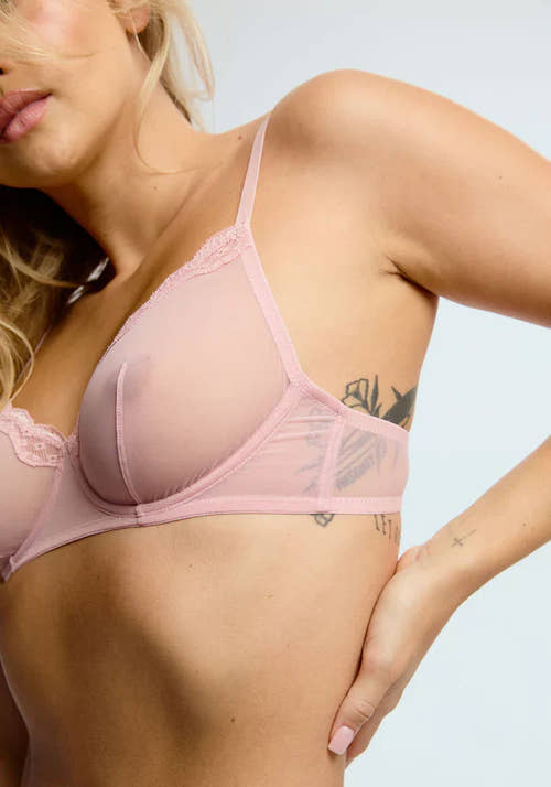 Sheer Mesh Underwire Bra Blush Lotus Rosewater-2