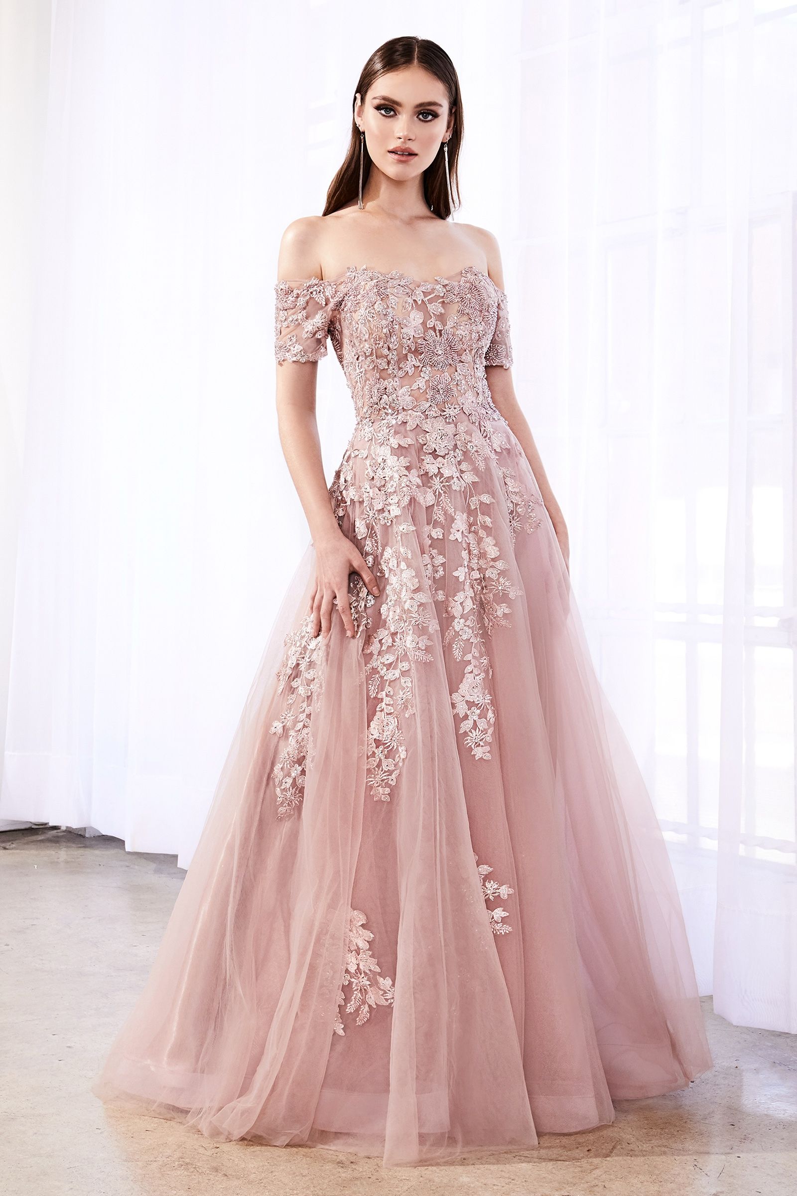 A-line Embellished Bodice Tulle Layered Skirt Laced Corset Prom & Bridesmaid Dress CDC20-3