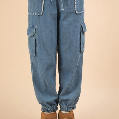Picture of VERY J Washed Drawstring Jogger Cargo Jeans