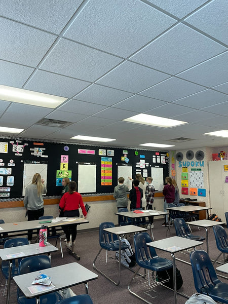 Gallery walk view of the Flipcharts posted around the class