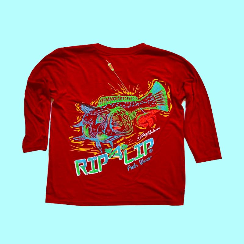 Rip A Lip Fishwear Youth - Speckled Trout Long Sleeve Polyester Performance Jersey Knit Shirt Cardinal Red (Small & Large Only) Small-4 / Cardinal Red
