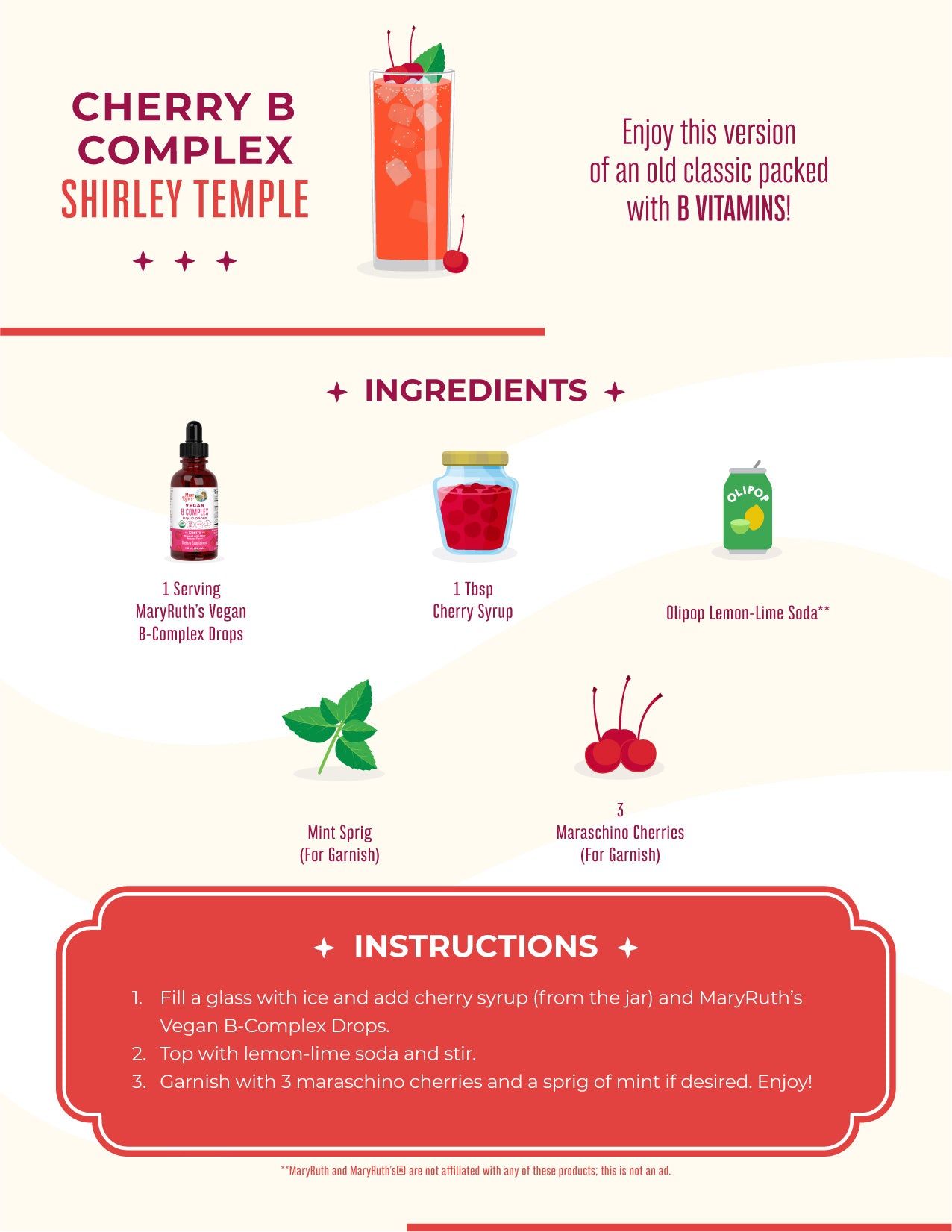 Cherry B Complex Shirley Temple Recipe Card