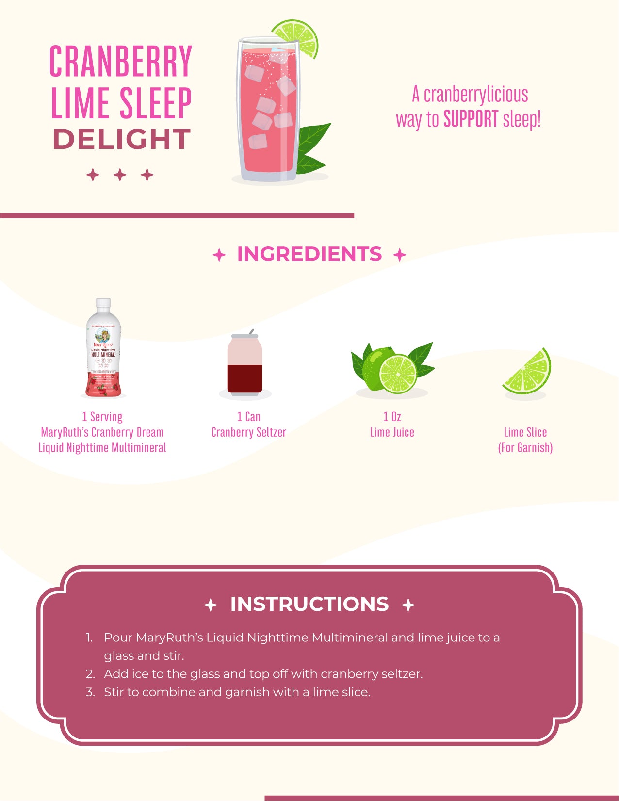 Cranberry-Lime Sleep Delight Recipe Card