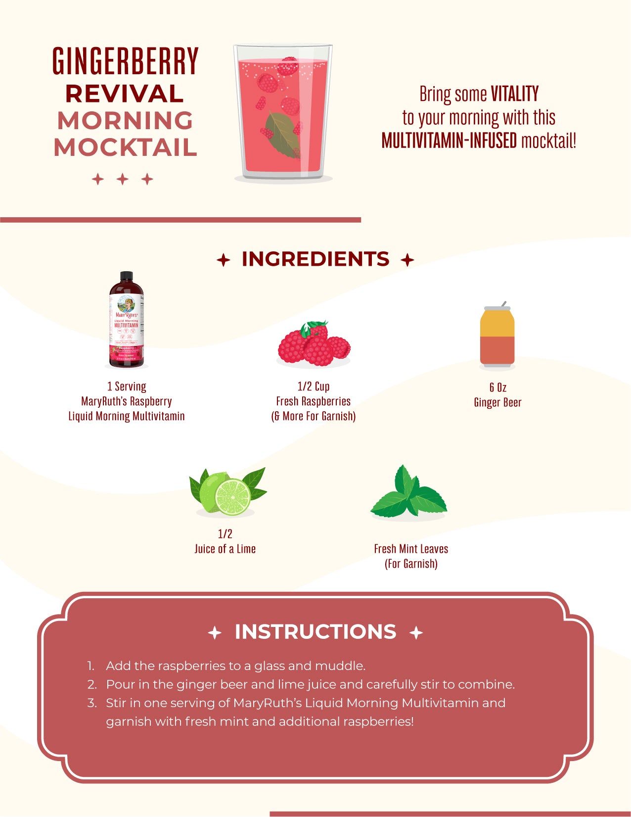 Gingerberry Revival Morning Mocktail Recipe Card