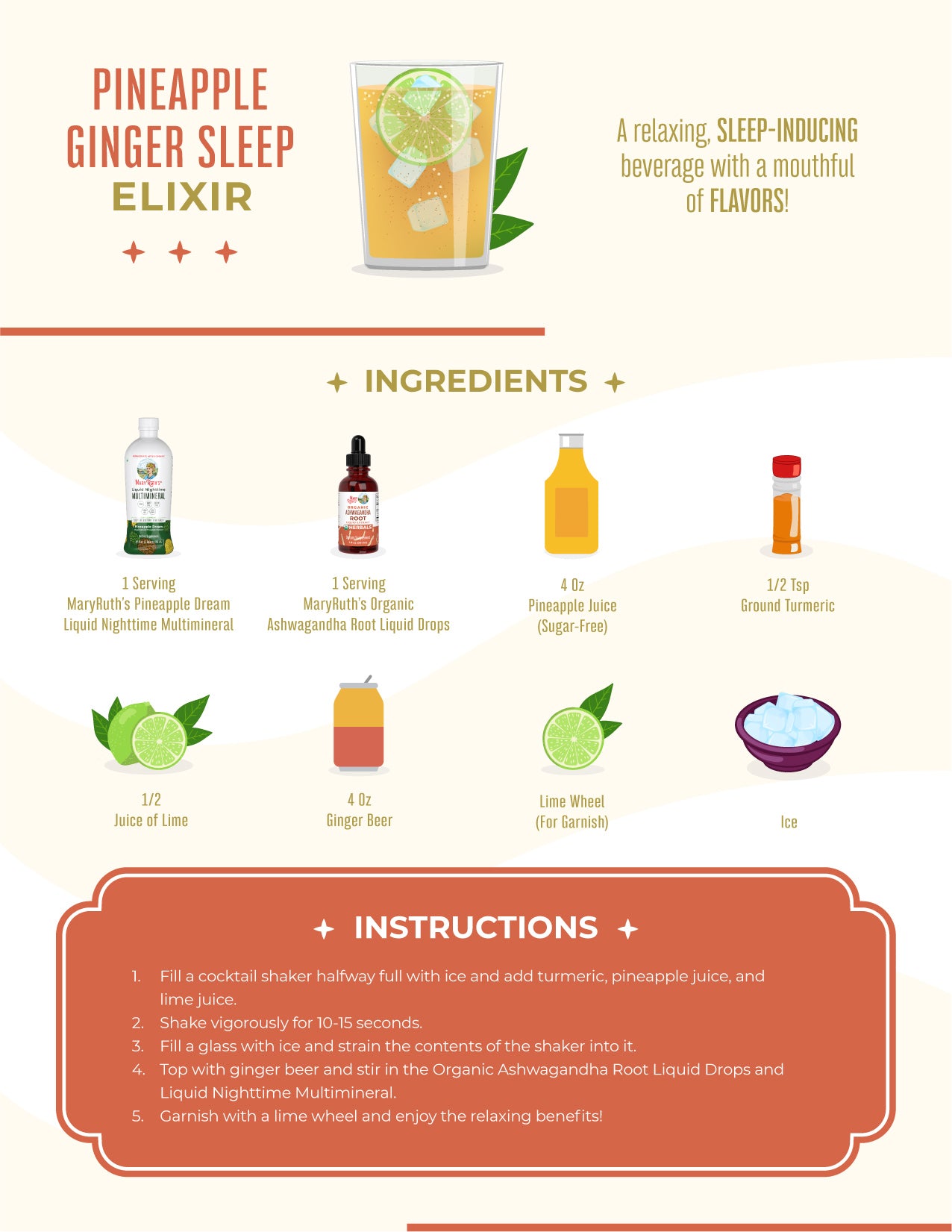 Pineapple Ginger Sleep Elixir Recipe Card