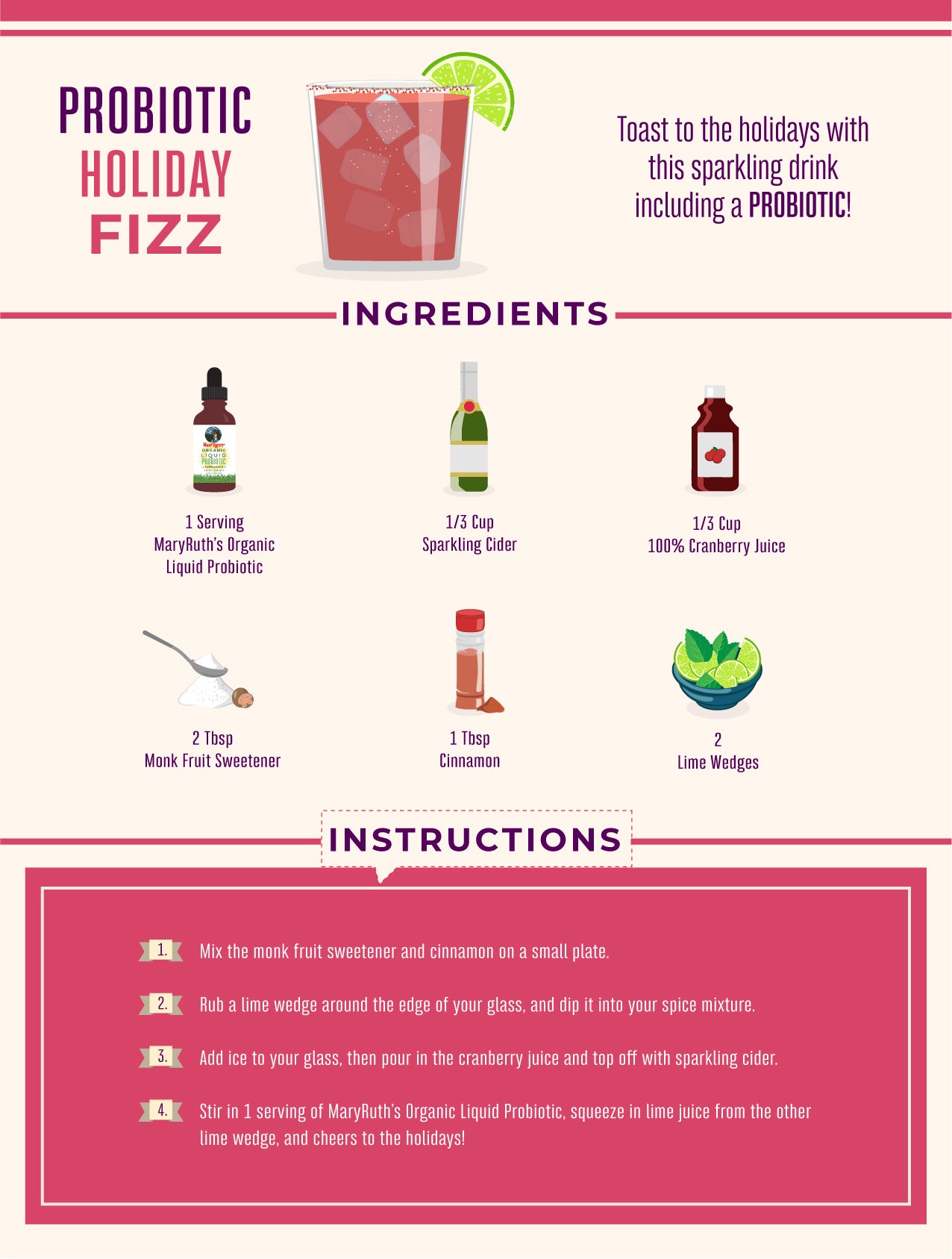 Probiotic Holiday Fizz Recipe Card