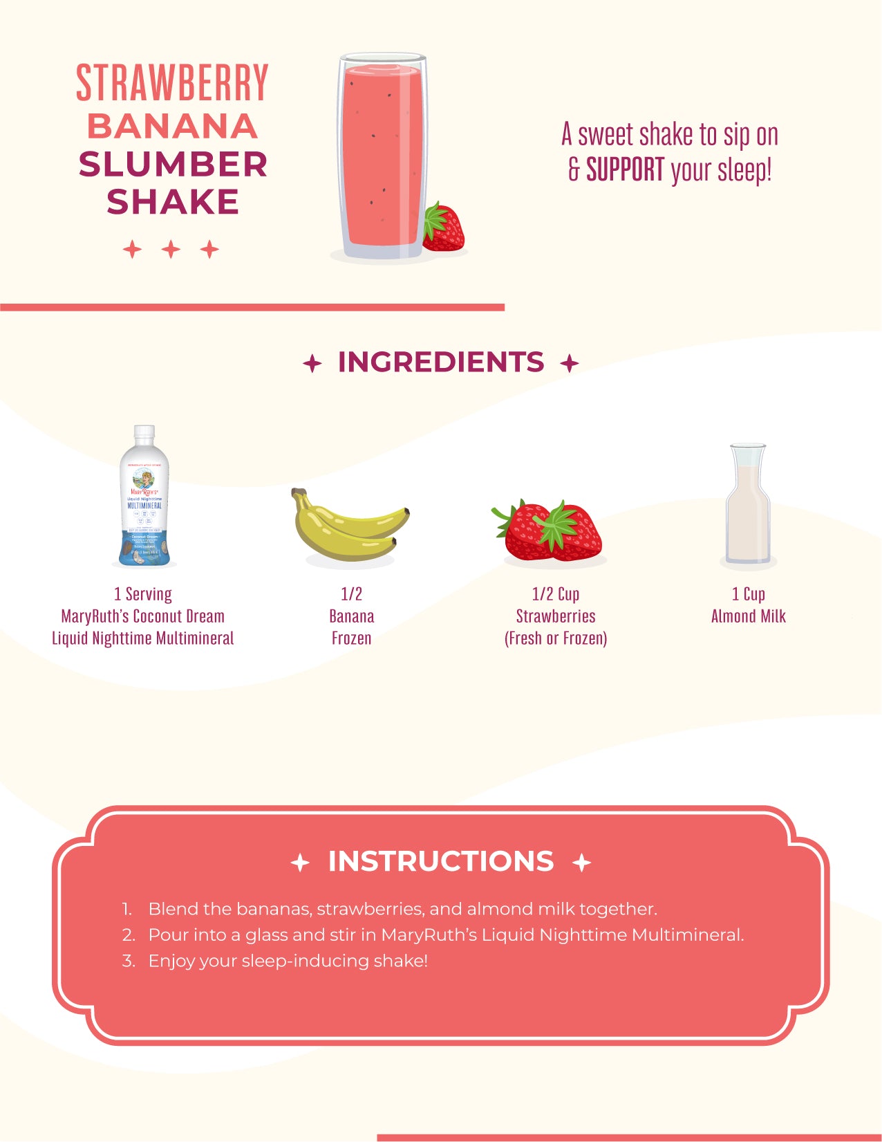 Strawberry Banana Slumber Shake Recipe Card