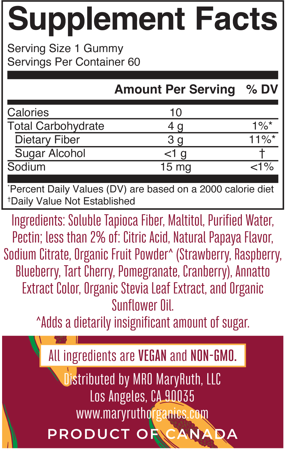 Vegan Fiber Gummies For Adults – MaryRuth Organics