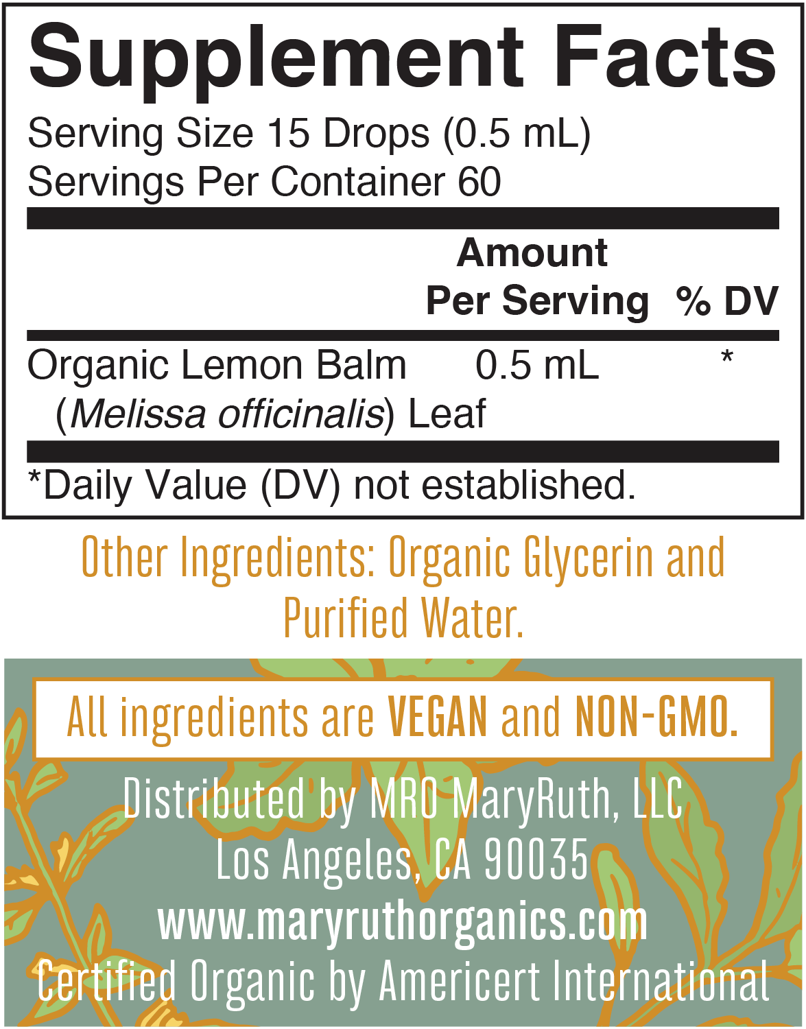 Organic Liquid Lemon Balm Drops – MaryRuth Organics
