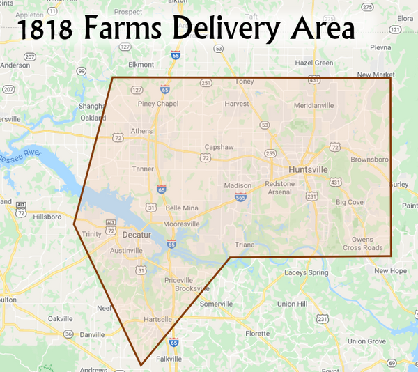 1818 Farms Delivery Are Map