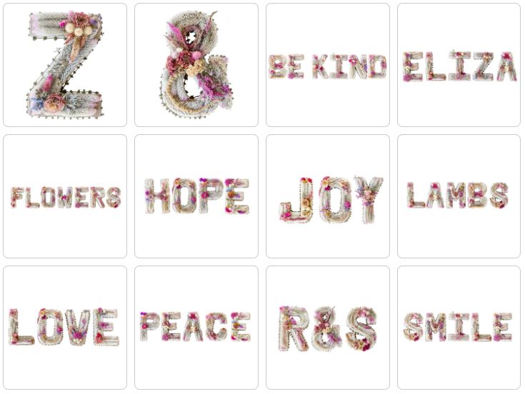1818 Farms Dried Flower Letters